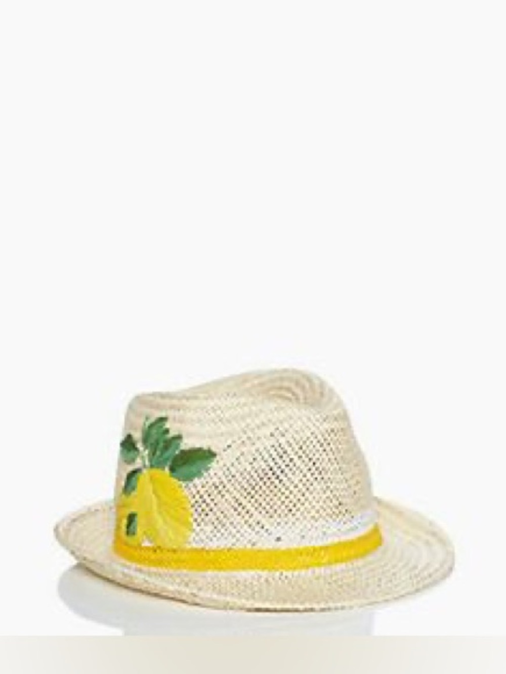kate spade l Straw Fedora with Yellow Lemon embroidered Motif OS